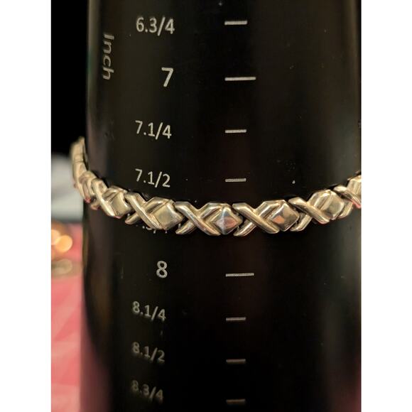 VTG 925 Sterling Silver Cross XO Link Bracelet - Picture 6 of 10